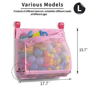 Tenrai Mesh Bath Toy Organizer, （ 1 Large, Pink） Bathtub Storage Bag, Multi-Purpose Baby Toys Net, Toddler Shower Caddy for Bathroom, Quick Drying Kids Toy Holder, ZY