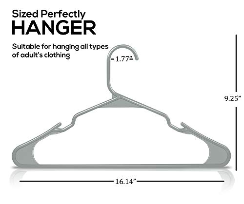 Utopia Home (Pack of 100) Plastic and Velvet Hangers- Non Slip and Heavy Duty Hangers - Space Saving - Notched Hangers – 360° Rotating Hook - Ideal for Hanging Shirts, Jackets & Hoodies