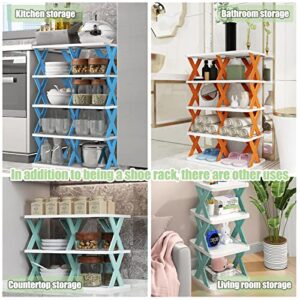 ORIJOYNA 3 Layers Multi-Purpose Storage Rrack,Expandable Cabinet Stacked Layered Rack,Bookshelf Plastic Square Organizer Perfect for Home,Office,Bedroom (Green)