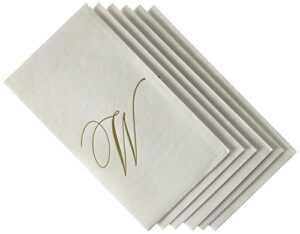 caspari white pearl paper linen guest towels, monogram initial w, pack of 24