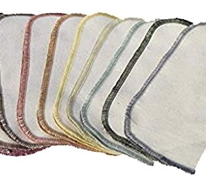 2 Ply Organic Cotton Flannel Washable Baby Wipes 8x8 Inches Set of 10 Assorted Earthtones Edging