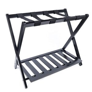 futchoy luggage rack for guest room hotel bedroom household high-grade bamboo wood folding storage rack simple double layer shelf