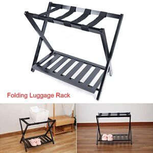 Futchoy Luggage Rack for Guest Room Hotel Bedroom Household High-Grade Bamboo Wood Folding Storage Rack Simple Double Layer Shelf