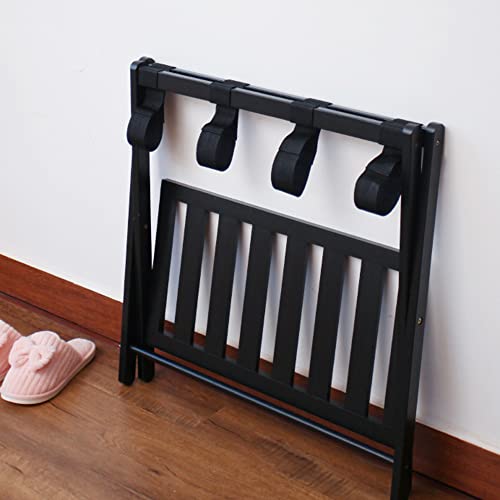 Futchoy Luggage Rack for Guest Room Hotel Bedroom Household High-Grade Bamboo Wood Folding Storage Rack Simple Double Layer Shelf