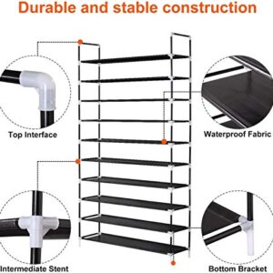 SOONEEDEAR 10 Tier Shoe Rack 50 Pair, Large Shoe Storage Organizer, Zapateras Organizer 50 Pares, Free Standing Shoe Racks for Closet, Show Rack, Space Saving Shoe Rack, Tall Shoe Shelves Black