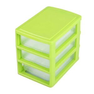 Keenso Plastic Storage Bin Tote Organizing Container Drawer, Stackable and Nestable, for for Cosmetics, Dental Supplies, Hair Care(3 Layers of Green)