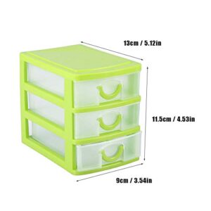 Keenso Plastic Storage Bin Tote Organizing Container Drawer, Stackable and Nestable, for for Cosmetics, Dental Supplies, Hair Care(3 Layers of Green)