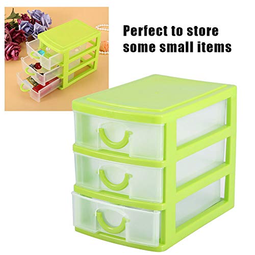 Keenso Plastic Storage Bin Tote Organizing Container Drawer, Stackable and Nestable, for for Cosmetics, Dental Supplies, Hair Care(3 Layers of Green)
