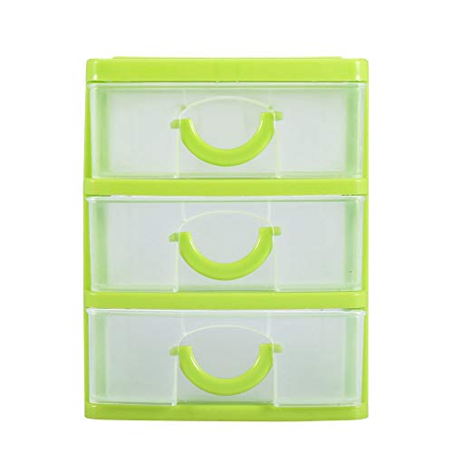 Keenso Plastic Storage Bin Tote Organizing Container Drawer, Stackable and Nestable, for for Cosmetics, Dental Supplies, Hair Care(3 Layers of Green)