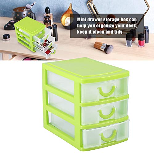 Keenso Plastic Storage Bin Tote Organizing Container Drawer, Stackable and Nestable, for for Cosmetics, Dental Supplies, Hair Care(3 Layers of Green)