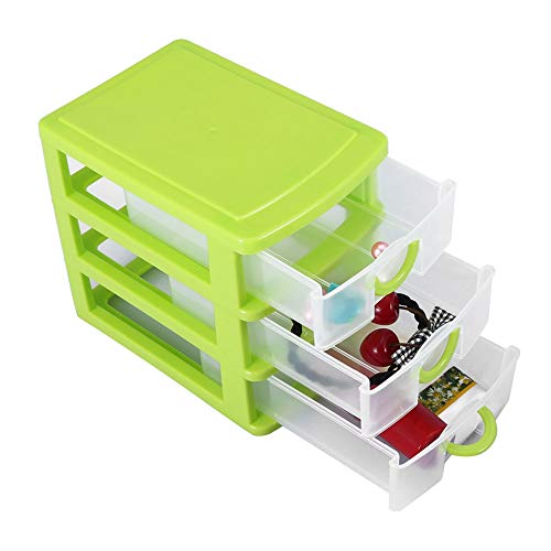 Keenso Plastic Storage Bin Tote Organizing Container Drawer, Stackable and Nestable, for for Cosmetics, Dental Supplies, Hair Care(3 Layers of Green)