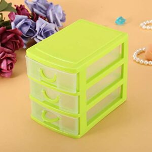 Keenso Plastic Storage Bin Tote Organizing Container Drawer, Stackable and Nestable, for for Cosmetics, Dental Supplies, Hair Care(3 Layers of Green)