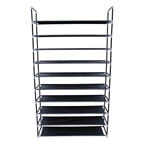 Shoe Rack Organizer Storage Shoes Shelves Black 10 Tier 50 Pairs Standing