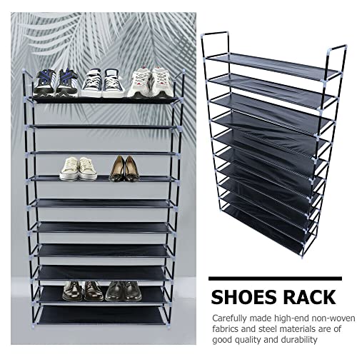 Shoe Rack Organizer Storage Shoes Shelves Black 10 Tier 50 Pairs Standing