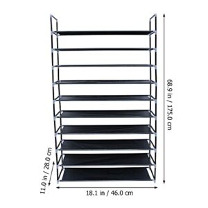 Shoe Rack Organizer Storage Shoes Shelves Black 10 Tier 50 Pairs Standing