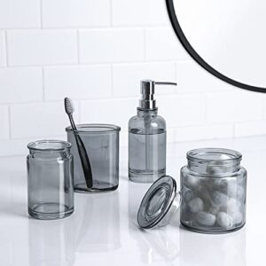 Allure Home Creation Halsey 4-Piece Glass Bath Accessory Set in Smoke Blue Grey Finish