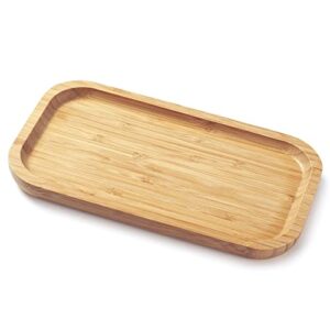bamboo vanity tray, bathroom counter tray, toilet tank top tray for organizing and decor display, 9.8 x 5.5 x 0.8 inch