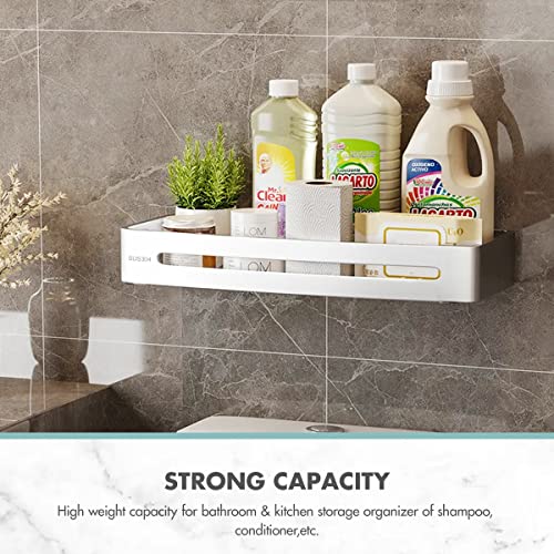 KULED Shower Caddy, Adhesive Shower Shelves No Drilling, 1.77inch Height Rustproof Stainless Steel Bathroom Shower Organizer, Silver Polished Shower Shelf with 2 Adhesives