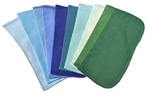 1 ply solid color flannel 8x8 inches little wipes set of 10 assorted blues and greens
