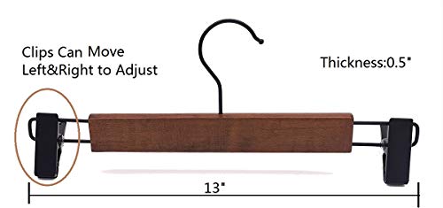 Esbuy Wooden Pants Hangers Finish with Metal Clips Natural Wood Hanger for Skirts Slacks,One Pack of 5 (Walnut)