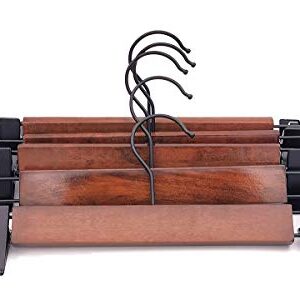 Esbuy Wooden Pants Hangers Finish with Metal Clips Natural Wood Hanger for Skirts Slacks,One Pack of 5 (Walnut)