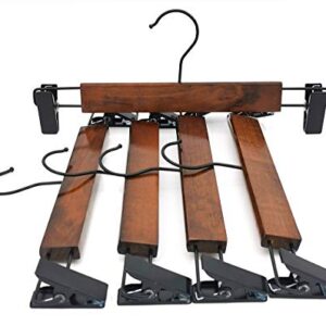 Esbuy Wooden Pants Hangers Finish with Metal Clips Natural Wood Hanger for Skirts Slacks,One Pack of 5 (Walnut)