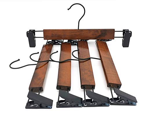 Esbuy Wooden Pants Hangers Finish with Metal Clips Natural Wood Hanger for Skirts Slacks,One Pack of 5 (Walnut)