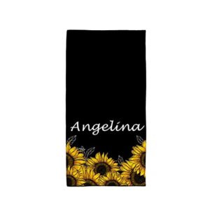 custom name vintage sunflowers hand towel soft absorbent bath towel personalized cute love fingertip towel quick dry kitchen dish towels for bathroom gym spa hotel bar 30 x 15 inch