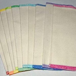 2 Ply Organic Flannel Washable Baby Wipes 8 x 8 Inches Set of 10 Rainbow Assortment