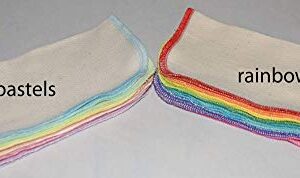 2 Ply Organic Flannel Washable Baby Wipes 8 x 8 Inches Set of 10 Rainbow Assortment