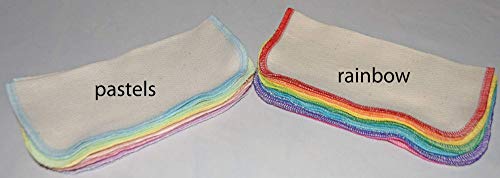 2 Ply Organic Flannel Washable Baby Wipes 8 x 8 Inches Set of 10 Rainbow Assortment