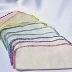 2 Ply Organic Flannel Washable Baby Wipes 8 x 8 Inches Set of 10 Rainbow Assortment