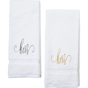 juvale hers and hers monogrammed hand towels wedding gift for lesbian couple women (16 x 30 in, set of 2)