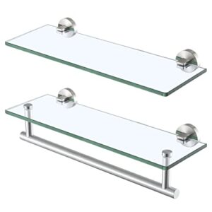 kes 16-inch glass shelves for bathroom, bathroom shelf tempered glass 2 pack wall mount sus 304 stainless steel brushed finish, a2022s41-2-c1