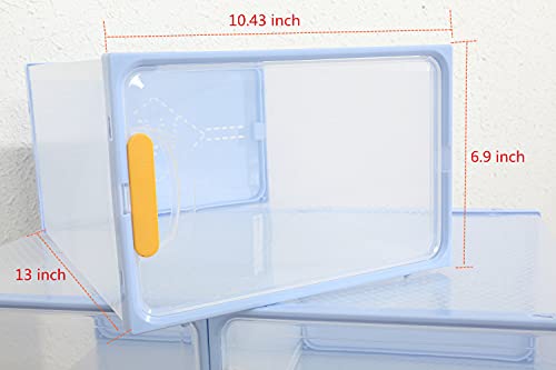 Shoe Storage Boxes Clear Plastic Stackable - 12 Pack Large Size Drawer ​Type Premium Plastic Stackable Organizer for Closet - Perfect Sneaker Shoe Container and Holder for Men, Women, Kids