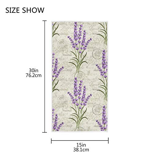 Retro Lavender Stamp Purple Hand Towels 16x30 in Spring Summer Flowers Bathroom Towel Ultra Soft Highly Absorbent Grungy Floral Small Bath Towel Kitchen Dish Guest Towel Home Bathroom Decorations