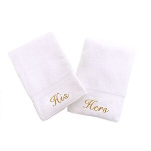 linum home textiles personalized his and hers hand towel, set of 2