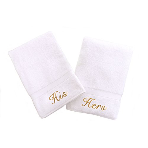 Linum Home Textiles Personalized His and Hers Hand Towel, Set of 2