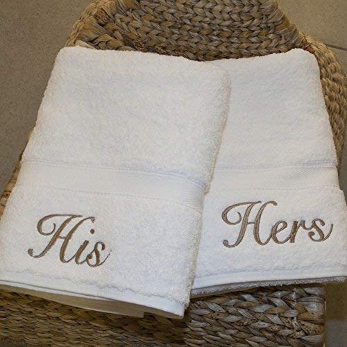 Linum Home Textiles Personalized His and Hers Hand Towel, Set of 2