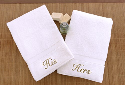 Linum Home Textiles Personalized His and Hers Hand Towel, Set of 2