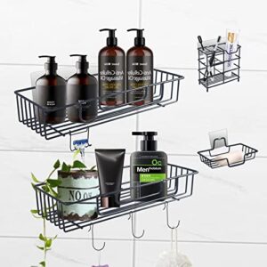 bcjds shower caddy organizer shelf with toothbrush, soap holder and 4 hooks, rustproof stainless steel hanging storage rack 4 pack for bathroom shower organizer,kitchen storage.