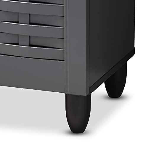 Baxton Studio Winda 3-Door Shoe Storage Cabinet, Dark Gray (152-9167-Hit)