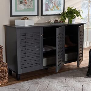 Baxton Studio Winda 3-Door Shoe Storage Cabinet, Dark Gray (152-9167-Hit)