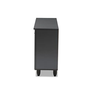 Baxton Studio Winda 3-Door Shoe Storage Cabinet, Dark Gray (152-9167-Hit)