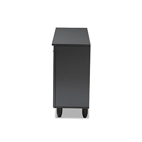 Baxton Studio Winda 3-Door Shoe Storage Cabinet, Dark Gray (152-9167-Hit)