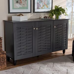 Baxton Studio Winda 3-Door Shoe Storage Cabinet, Dark Gray (152-9167-Hit)