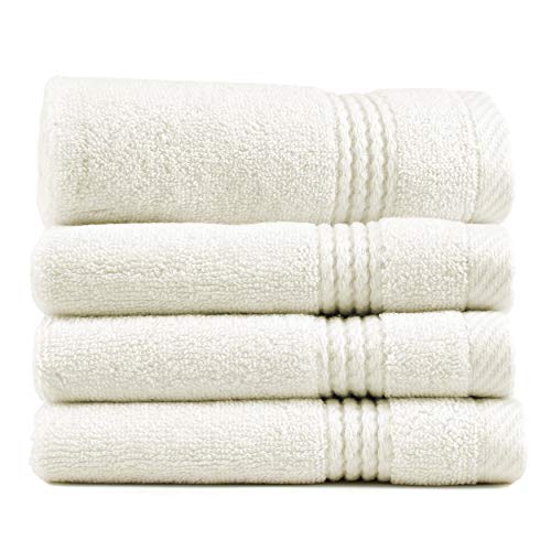 East'N Blue Lara Turkish Cotton Washcloths for Quick Dry, Extra Soft and Absorbent, 4 Pack Washcloth Set (Cream)