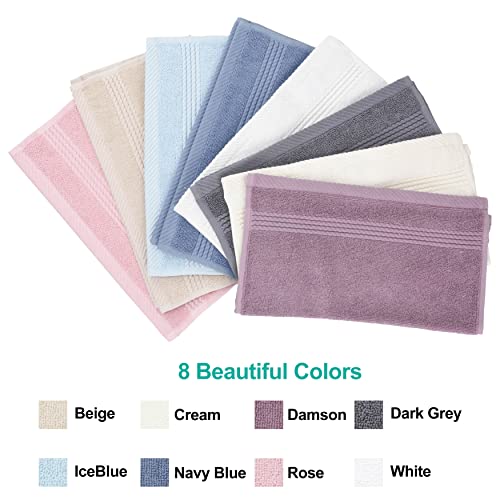 East'N Blue Lara Turkish Cotton Washcloths for Quick Dry, Extra Soft and Absorbent, 4 Pack Washcloth Set (Cream)