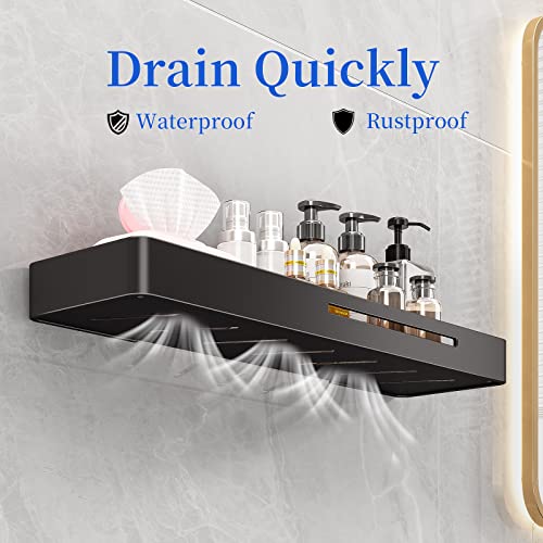 dancrul Shower Caddy Floating Shelves - Bathroom Wall Organizer Black Shower Shelf for Inside Shower,16 inch