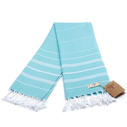 Smyrna Original Turkish Hand Towels Classical Series Set of 2 | 100% Cotton, 16 x 40 Inches | Decorative Bathroom Peshtemal Towel for Hand, Face, Hair, Gym, Yoga, Tea, Kitchen and Bath (Mint)